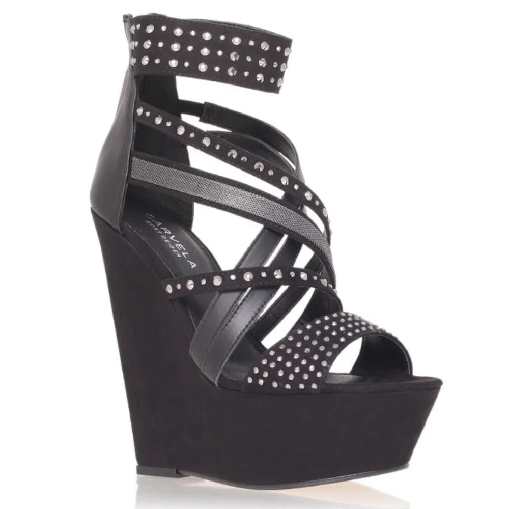 Carvela x Kurt Geiger Gertrude Embellished Wedge Platform Heels